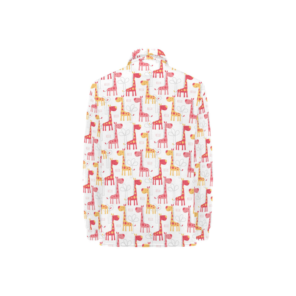 Giraffe Pattern Print Design 03 Women's Long Sleeve Polo Shirt