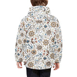 Cute nautical steering wheel anchor pattern Kids' Boys' Girls' Padded Hooded Jacket