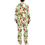 Red apples leaves pattern Men's Long Pajama Set