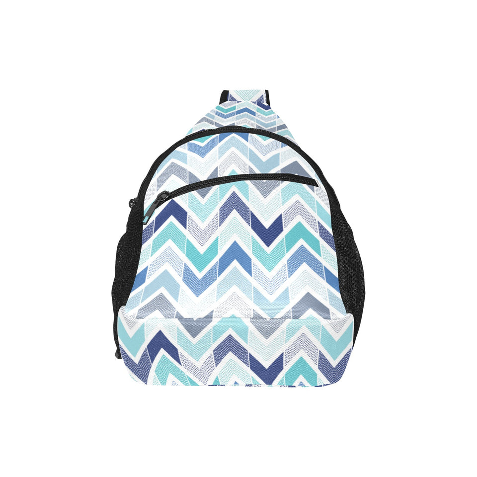 zigzag chevron blue pattern All Over Print Chest Bag