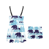 polar bear winter snow pattern Chest Sexy Pleated Two Piece Swim Dress