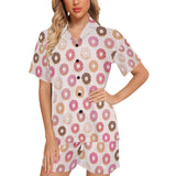 Colorful donut pattern Women's V-Neck Short Pajama Set