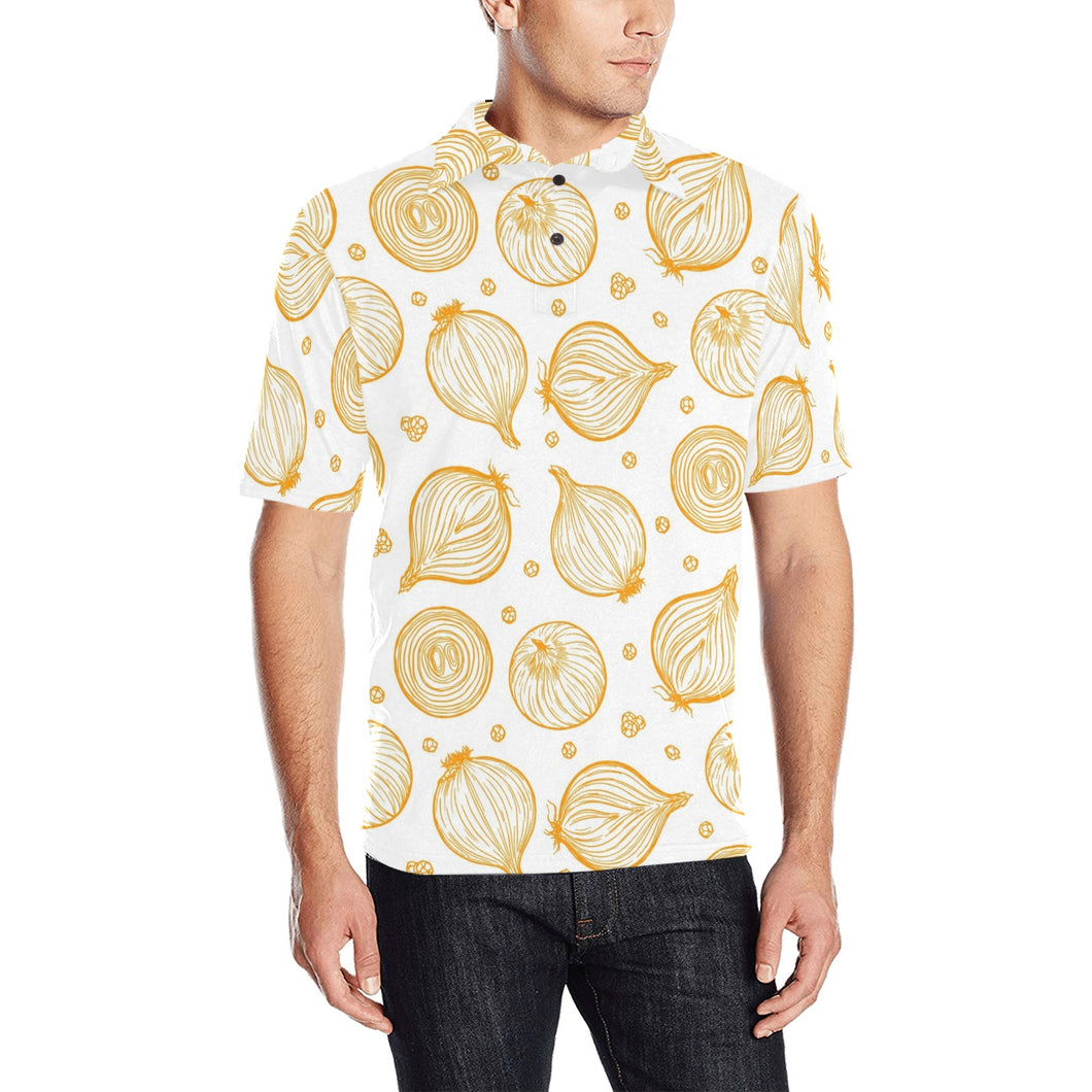 hand drawn onion pattern Men's All Over Print Polo Shirt