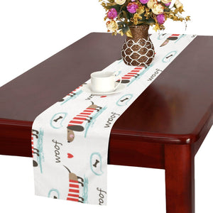 Cute dachshund bone pattern Table Runner