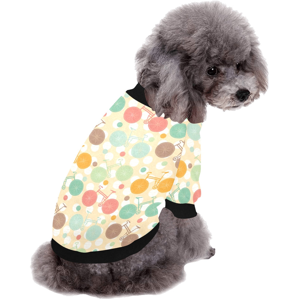 Bicycle Pattern Print Design 01 All Over Print Pet Dog Round Neck Fuzzy Shirt