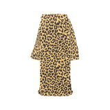 Leopard skin print Blanket Robe with Sleeves