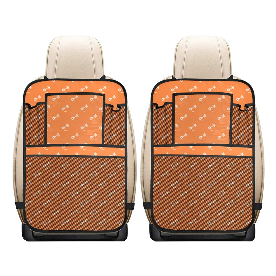 Engine Piston Orange Background Pattern Design 05 Car Seat Back Organizer