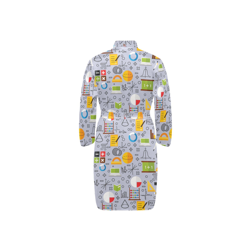 Math Pattern Print Design 04 Men's Long Sleeve Belted Night Robe