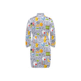 Math Pattern Print Design 04 Men's Long Sleeve Belted Night Robe