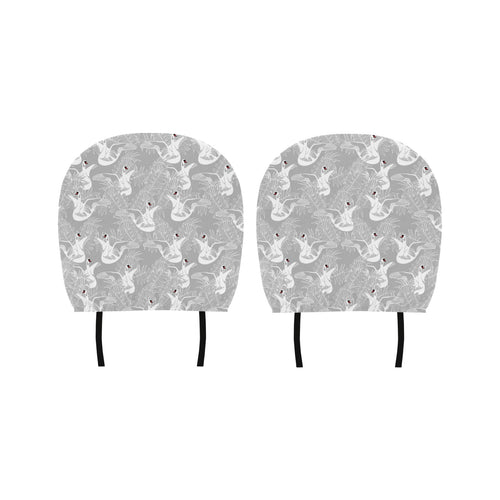 white swan gray background Car Headrest Cover