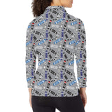 Skate Board Pattern Print Design 03 Women's Long Sleeve Polo Shirt