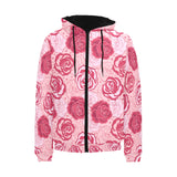 Rose Pattern Print Design 02 Men's Padded Hooded Jacket