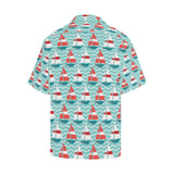 Red White sailboat wave background Men's All Over Print Hawaiian Shirt