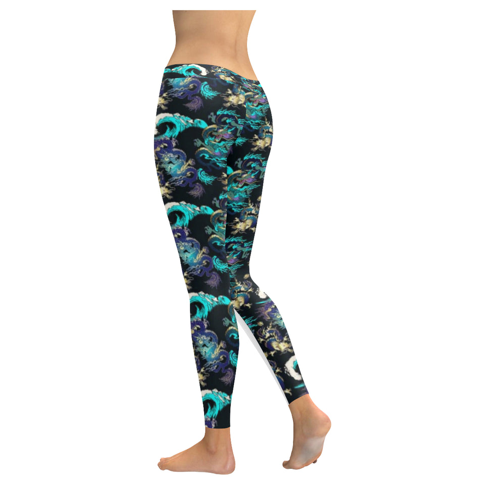 Dragon sea wave pattern Women's Legging Fulfilled In US