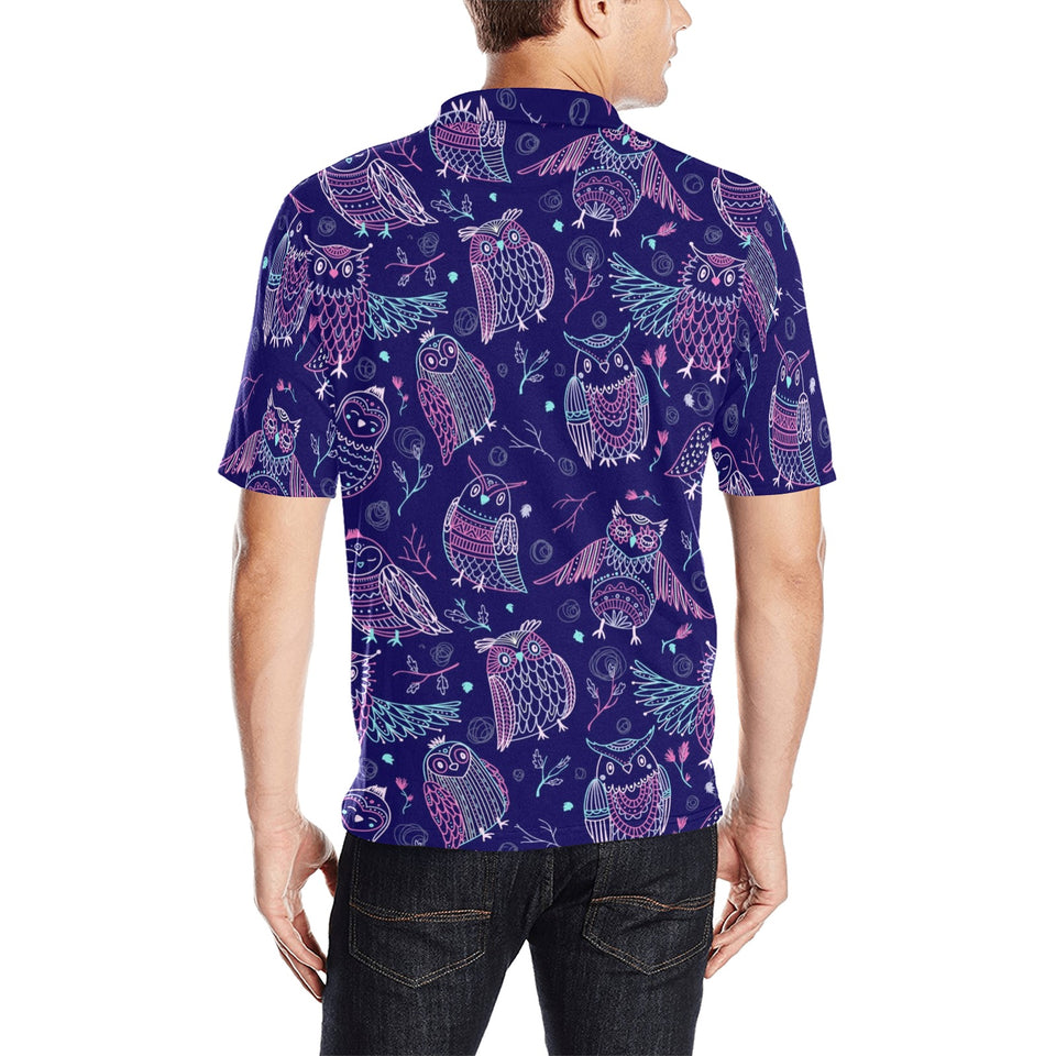 Cute owls pattern boho style ornament Men's All Over Print Polo Shirt