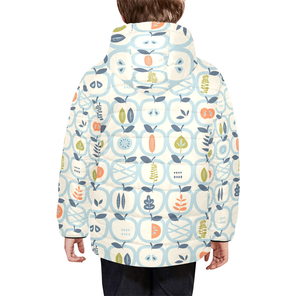 apples leaves pattern Kids' Boys' Girls' Padded Hooded Jacket