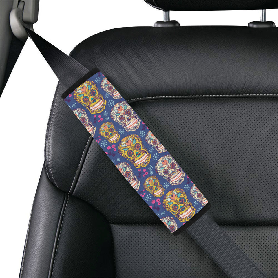 Sugar skull flower pattern Car Seat Belt Cover