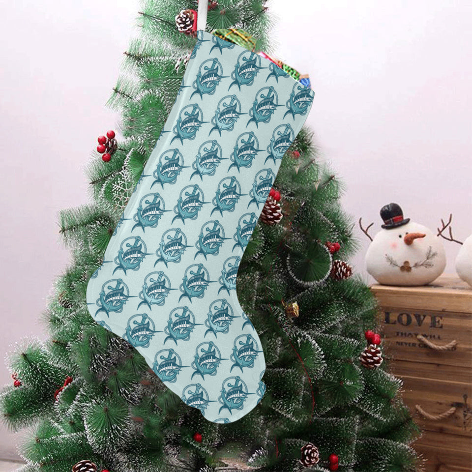 Swordfish Pattern Print Design 05 Christmas Stocking