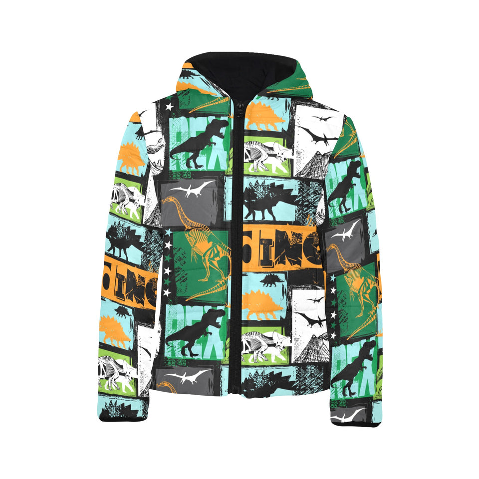 dinosaurs print pattern Kids' Boys' Girls' Padded Hooded Jacket