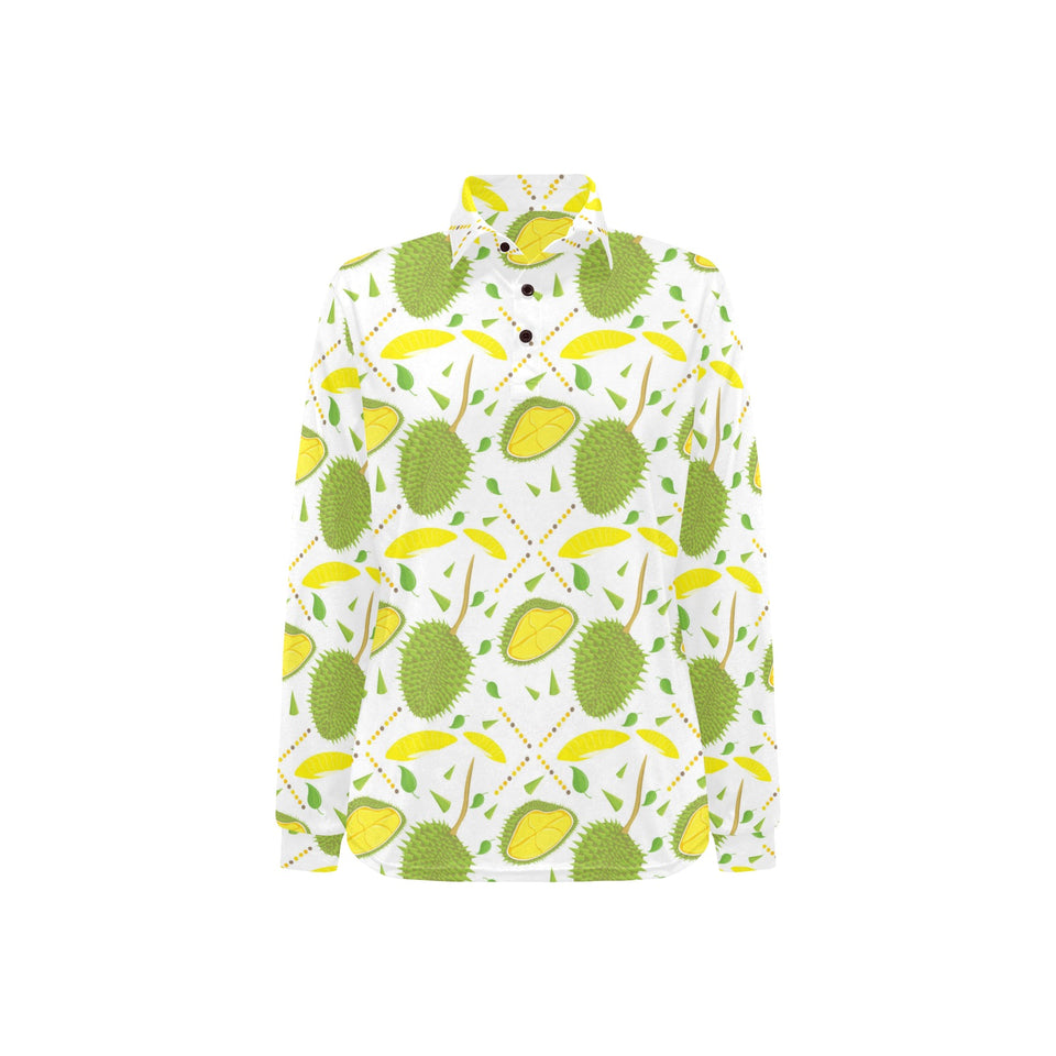 Durian pattern background Women's Long Sleeve Polo Shirt