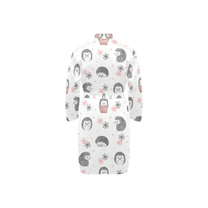 Hedgehog Pattern Print Design 02 Men's Long Sleeve Belted Night Robe