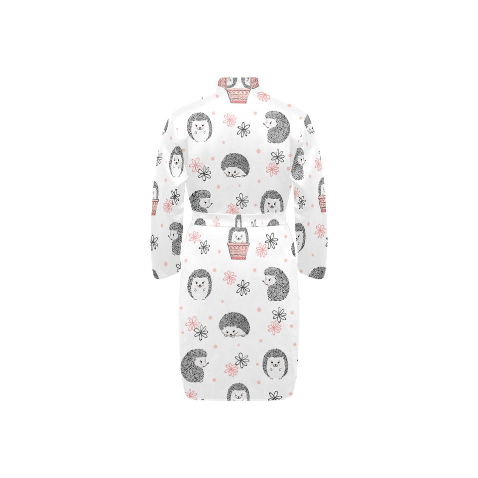 Hedgehog Pattern Print Design 02 Men's Long Sleeve Belted Night Robe