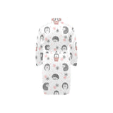 Hedgehog Pattern Print Design 02 Men's Long Sleeve Belted Night Robe