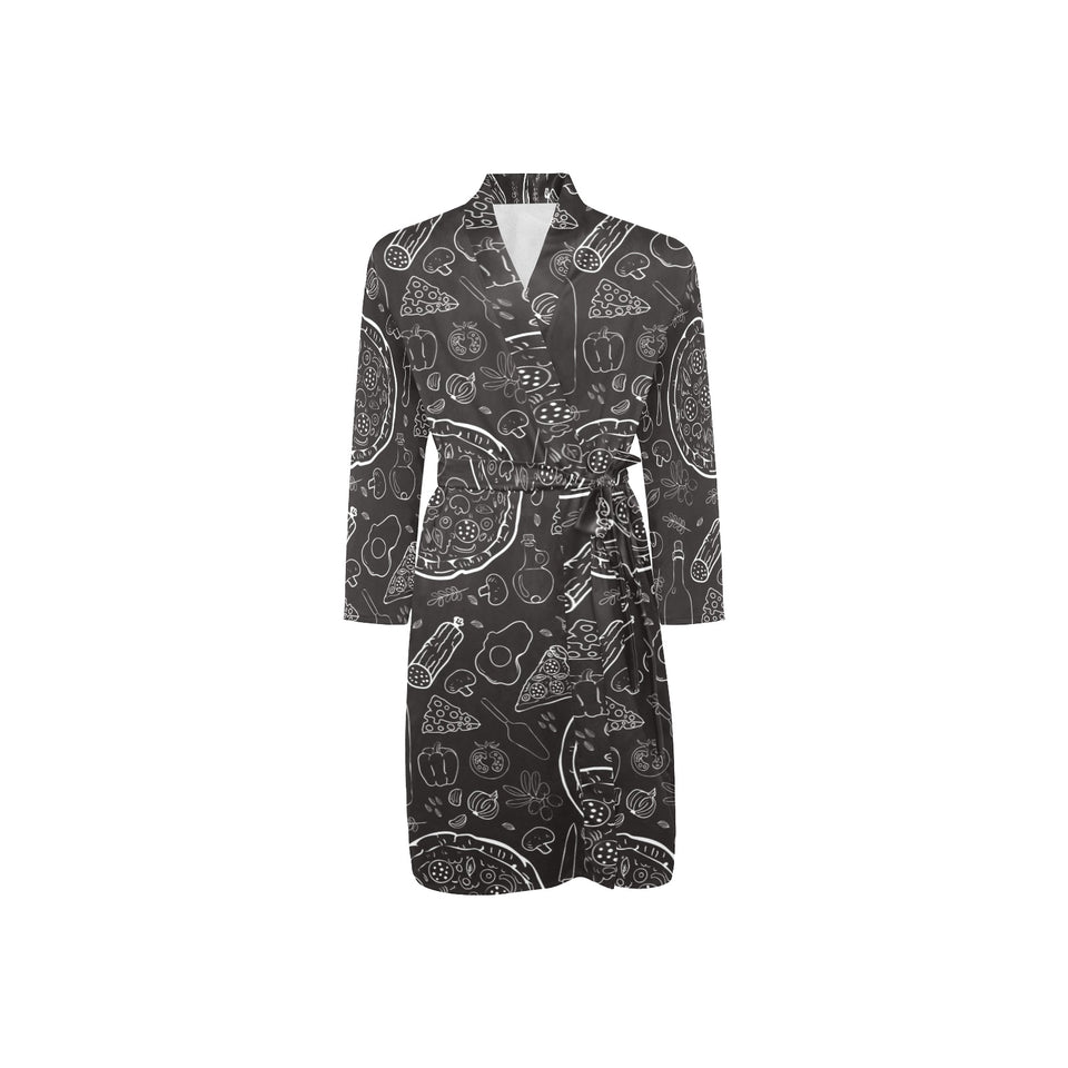 Pizza pattern Men's Long Sleeve Belted Night Robe