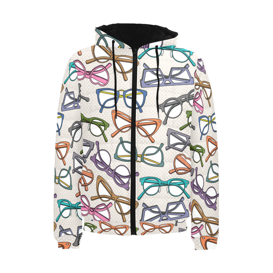Sun Glasses Pattern Print Design 01 Men's Padded Hooded Jacket