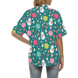 Snowman bird decorative elements christmas pattern Women's All Over Print Hawaiian Shirt