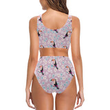 Beautiful toucan flower leaves Chest Bowknot High Waisted Bikini Swimsuit