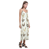 Cute rooster chicken cock V-Neck Open Fork Long Dress