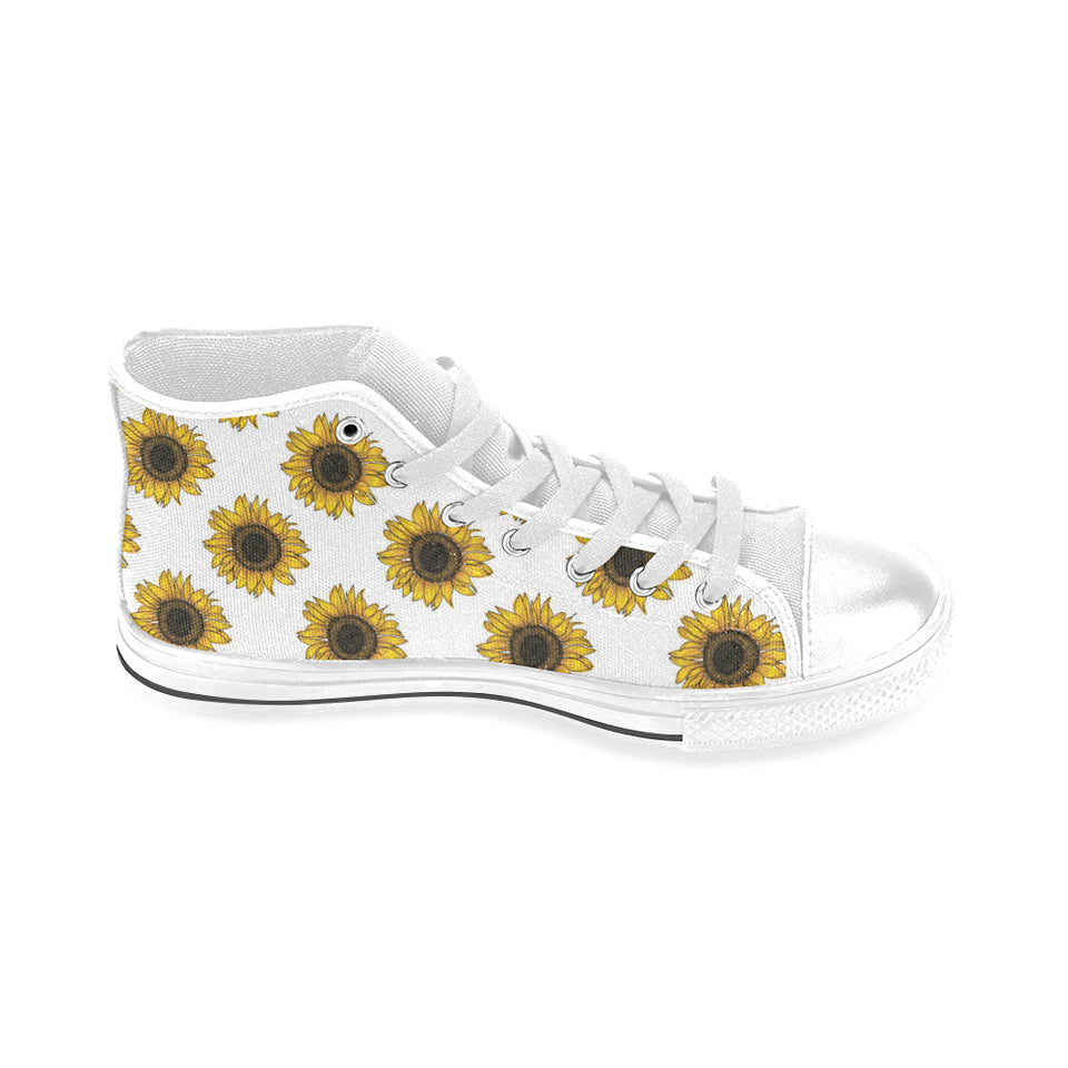 sunflowers design pattern Men's High Top Canvas Shoes White