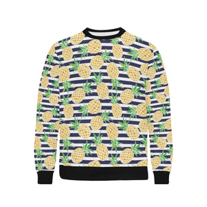Pineapples pattern striped background Men's Crew Neck Sweatshirt