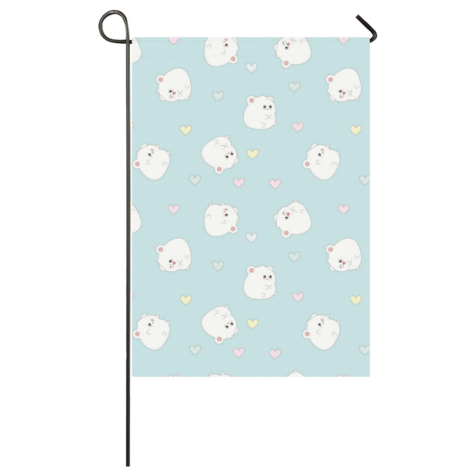 White cute hamsters heart pattern House Flag Garden Flag