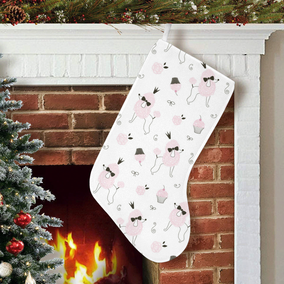 Poodle dog rose cake pattern Christmas Stocking