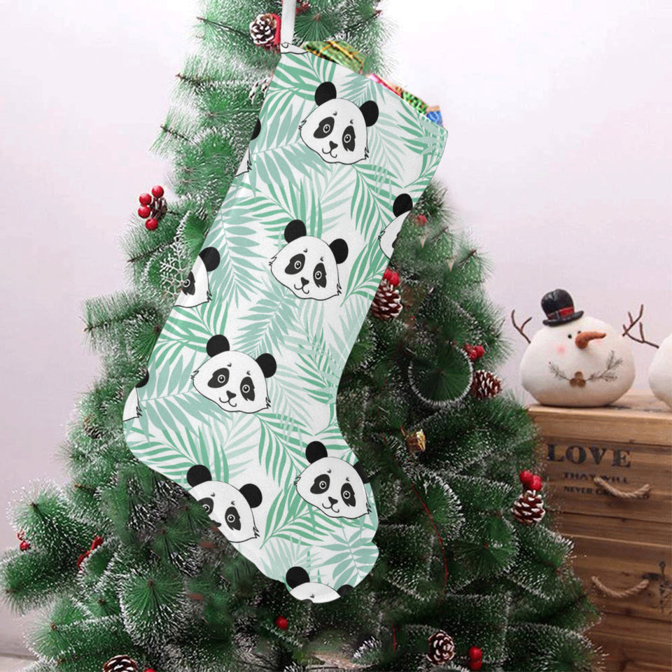 Panda pattern tropical leaves background Christmas Stocking