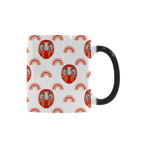 Daruma japanese wooden doll design pattern Morphing Mug Heat Changing Mug