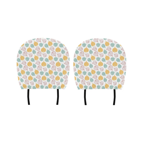 colorful onions white background Car Headrest Cover