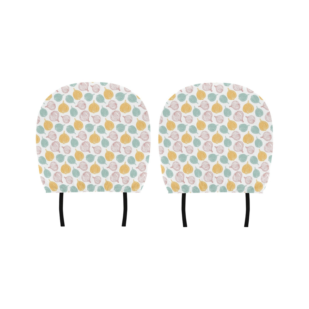 colorful onions white background Car Headrest Cover