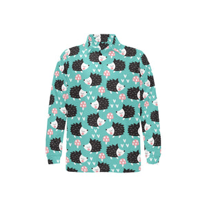 Hedgehog Pattern Print Design 03 Men's Long Sleeve Polo Shirt