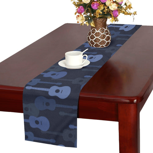Blue Theme guitar pattern Table Runner