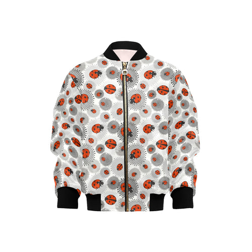 Ladybug Pattern Print Design 05 Kids' Boys' Girls' Bomber Jacket