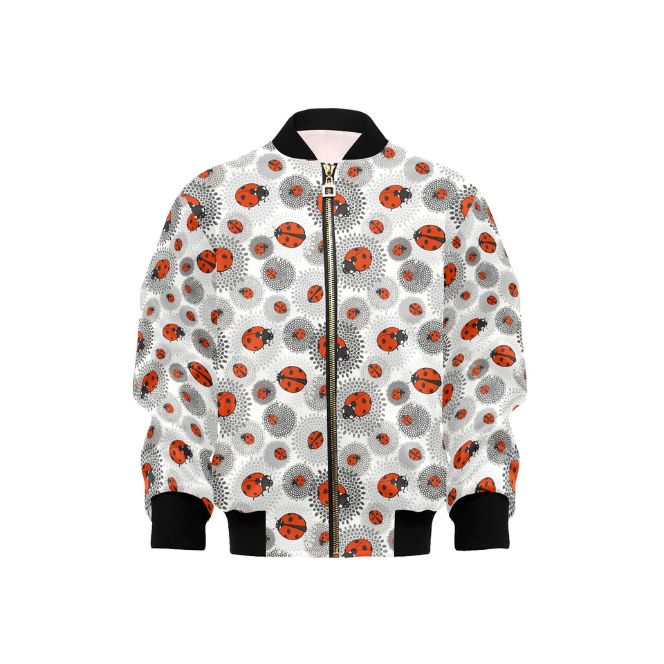 Ladybug Pattern Print Design 05 Kids' Boys' Girls' Bomber Jacket