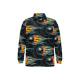 Bowling balls flame pattern Men's Long Sleeve Polo Shirt