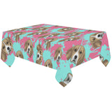 Beagle muzzles turquoise paint splashes pink patte Tablecloth