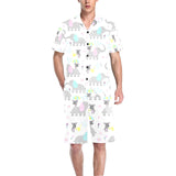 Cute elephant mouse pattern Men's V-Neck Short Pajama Set