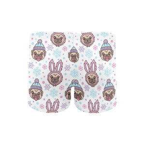 Cute pug hat rabbit costume pattern Men's Swimming Trunks