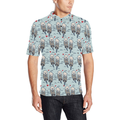 Lovely Sea Otter Pattern Men's All Over Print Polo Shirt