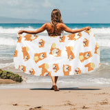 Brown pomeranian pattern Beach Towel